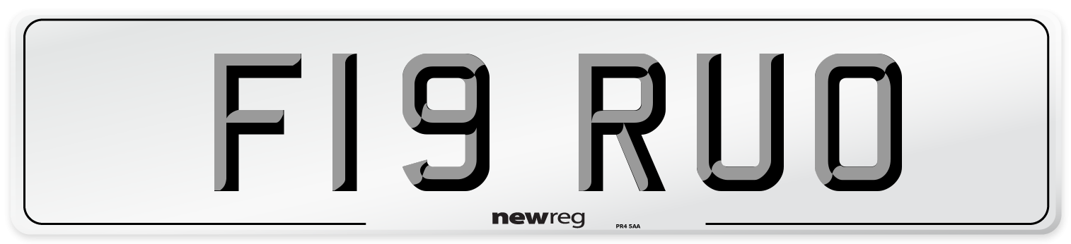 F19 RUO Number Plate from New Reg